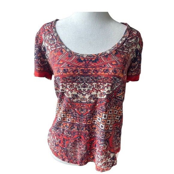 Women’s Size Small Lucky Brand | Round Neck Lightweight Aztec Print Top - Picture 1 of 2